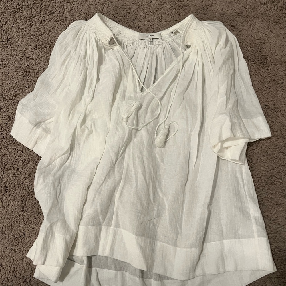 Vince Xs linen gauze white top